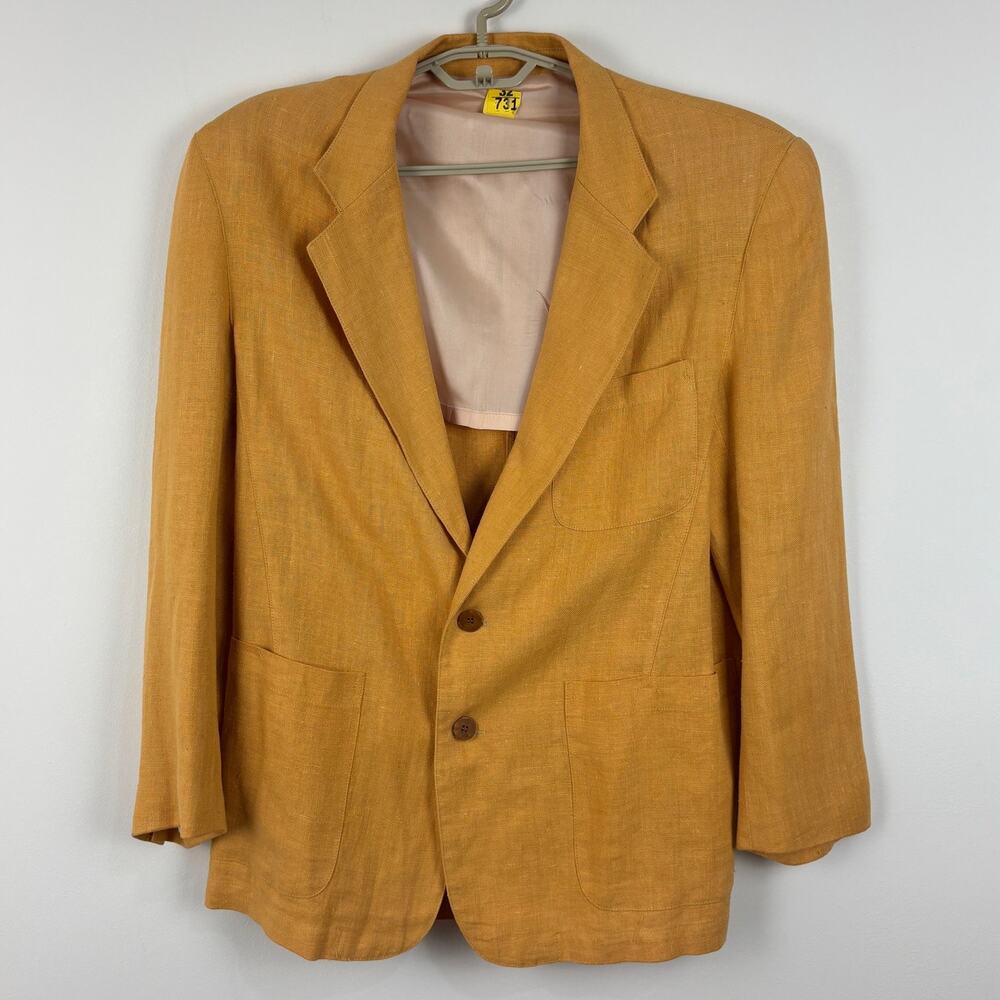 Vintage Mustard Yellow Linen 2-button Blazer Sport Coat Holt Renfrew 40